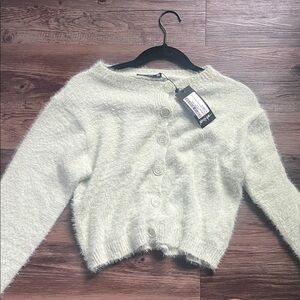 Cozy Light Green Button-Up Cardigan